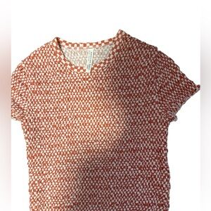 American Eagle Orange and White Smocked Knit Top